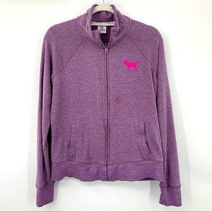 Victoria Secret Pink Zip Front Sweatshirt Size M